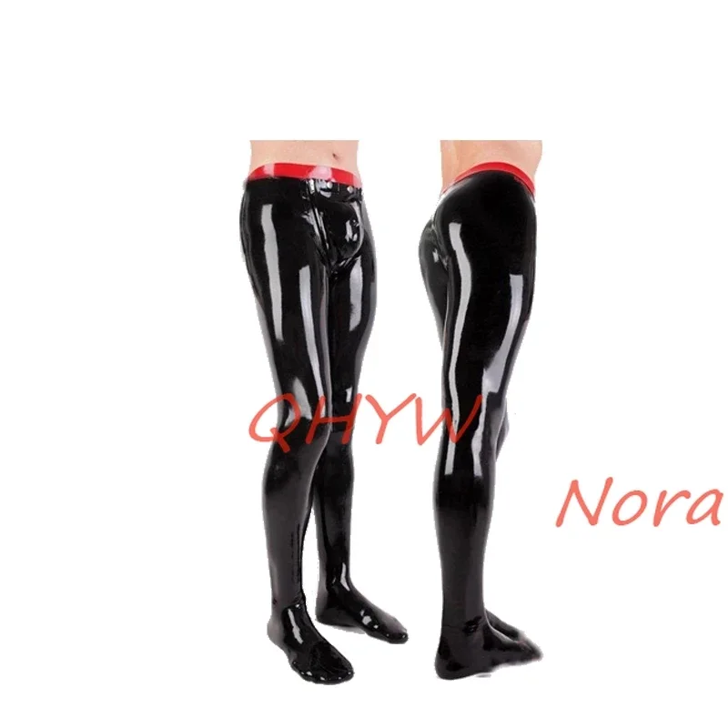 Sexy Latex Man Pants with Front Flat Codpiece Handmade Men Trousers with Front Hole Cosplay Costume