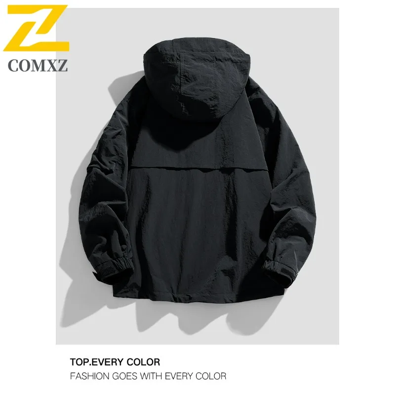 COMXZ 2025 New Techwear Jacket Men Waterproof Windbreaker Outdoor Functional Fashion Trendy Stylish Windproof Coat