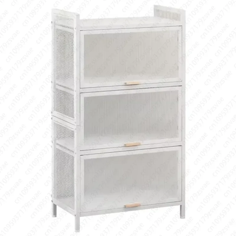 Multifunctional 4-story white locker, facade rack, kitchen pantry, storage study, living room, microwave oven rack