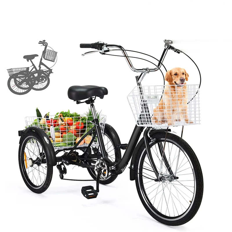 غير الكهربائية ثلاث عجلات دراجة ثلاثية العجلات الإطارات السياحة البشرية دراجة ثلاثية العجلات الكبار دراجة تسوق متغيرة السرعة 20*1.75 الصلب الألومنيوم