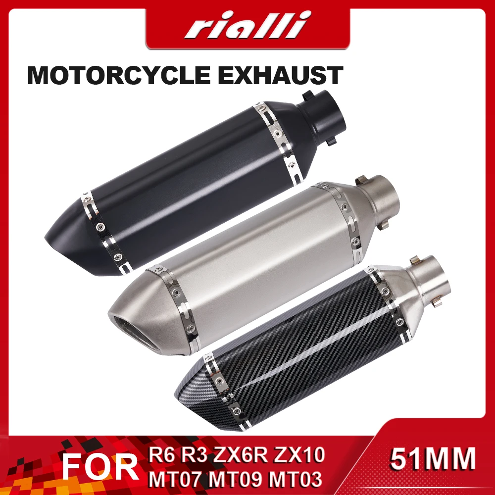 51mm Universal Motorcycle Exhaust Pipe Escape Modified Muffler Silencer With DB Killer AK Sticker For XJ6 MT07 MT09 MT03 Z900