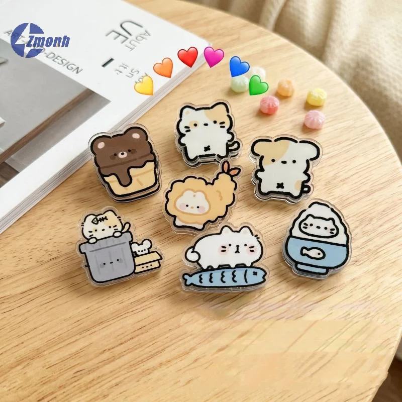 New！7 Pieces Cute Cartoon Sticky Note Holder Acrylic PP Clips For Student Exam Paper Storage Snack Opening Clips