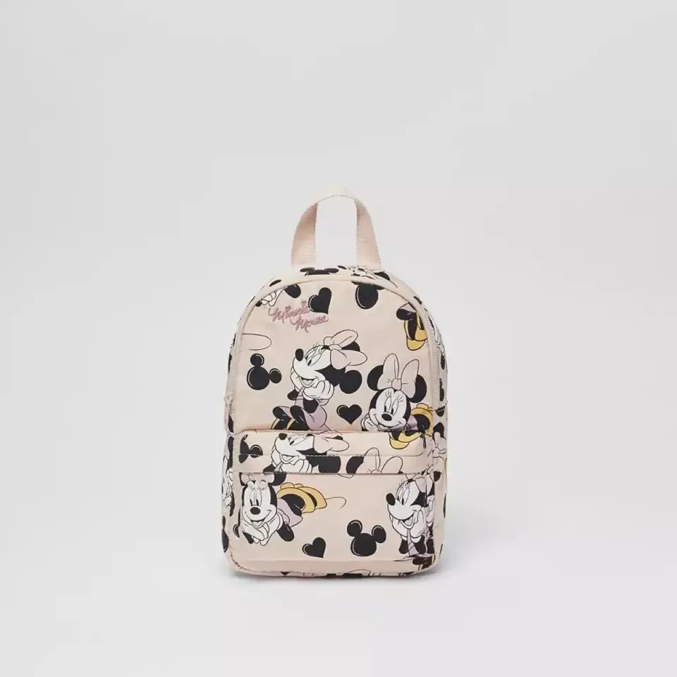 Bolso de dos hombros de Minnie rosa para niñas, mochila de nailon con estampado completo, impermeable, a la moda