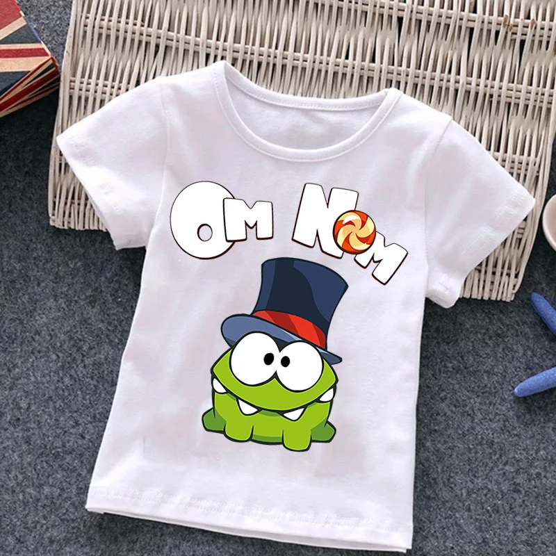 Om Nom Baby Girl Boy Cartoon Game Cut The Rope T-Shirt Children Funny Frog Short Sleeve Top Tees O Neck Kids Harajuku Tshirt top