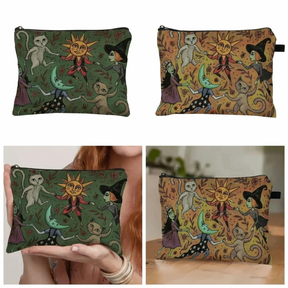 New Cat and Moon Design Makeup Bag Trendy Portable Storage Bag Durable Forest Bag Gift