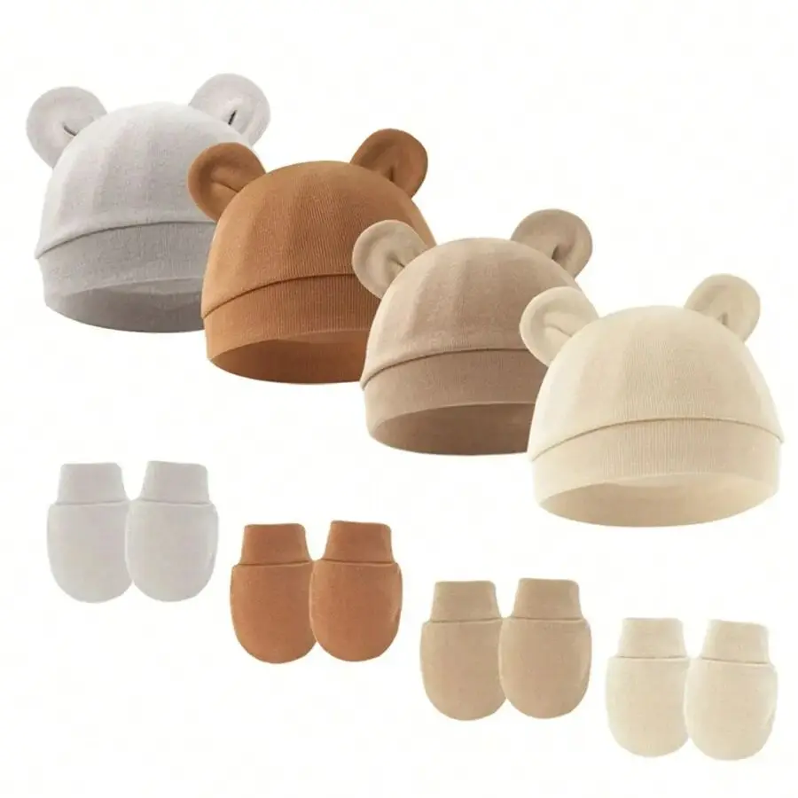 

Baby Girl Hat Gloves Set Cotton Newborn Beanie for Girls Accessories Baby Cap Toddler Infant Bonnet Hats New Born Gift