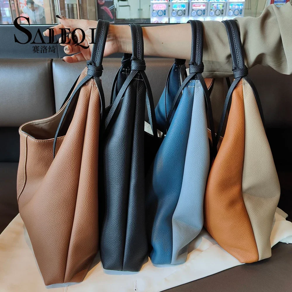 Genuine leather high-capacity women\'s bag  casual and lazy style tote bag  new one shoulder trendy underarm bag