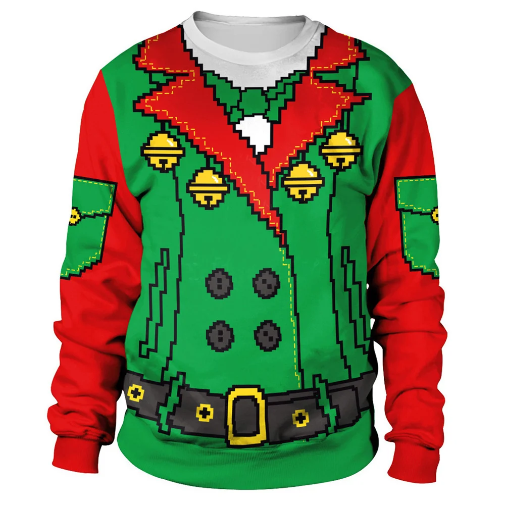 إِلْكَة عيد الميلاد نمط الرجال هوديس عادية س الرقبة فضفاض بلوزات الخريف الشتاء الشارع الهيب هوب البلوز موضة عيد الميلاد الملابس