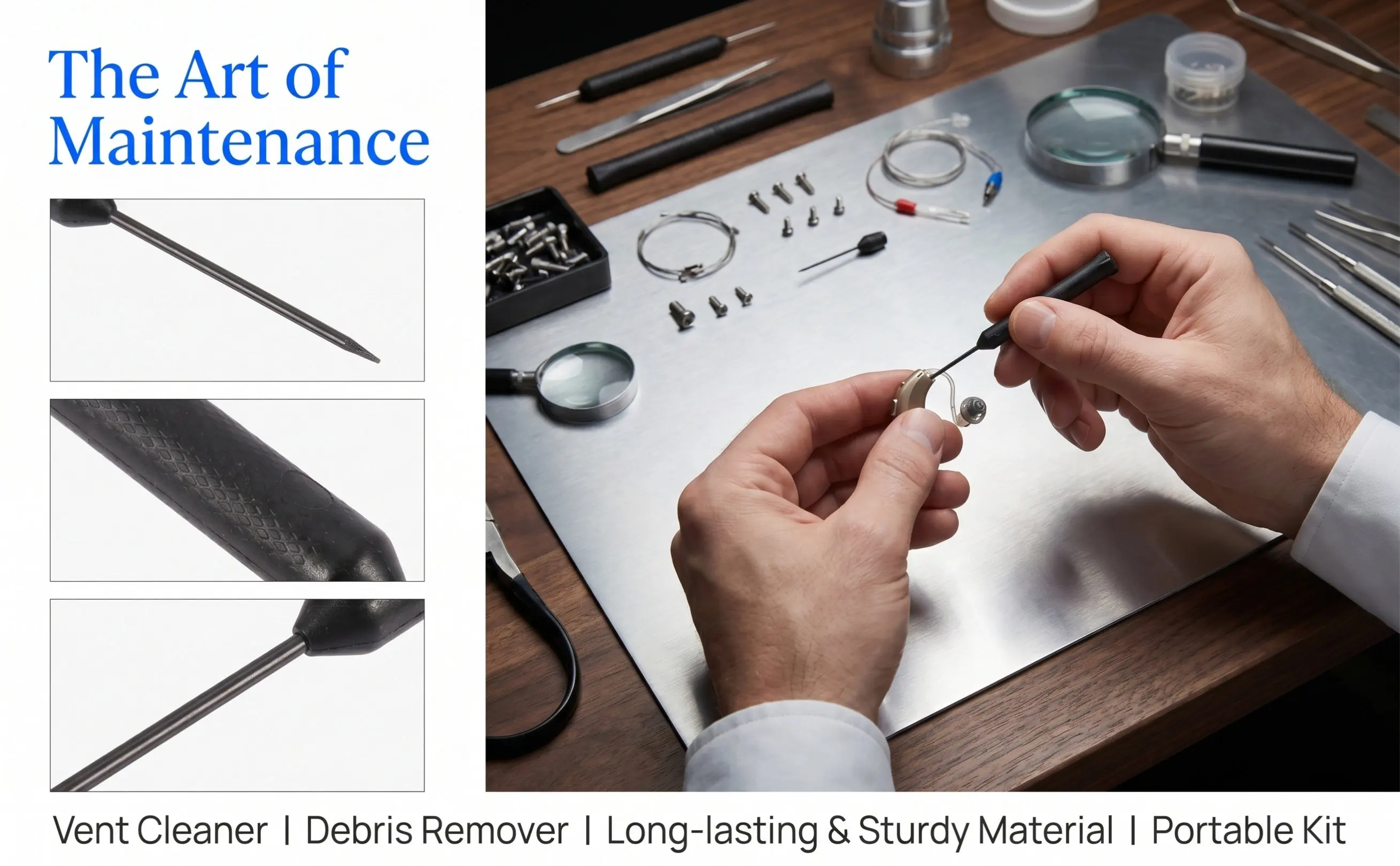 10Pcs Hearing Aid Cleaning Kit Fine Workmanship PVC Rods Comfortable Hold Long Service Life Hearing Amplifier Cleaning