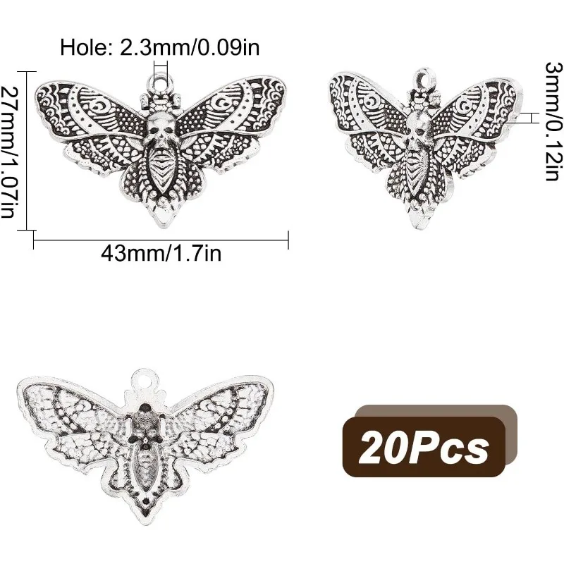 Moth Charms Bulk Goth Butterfly Charm Halloween Charms Bulk for Jewelry Making Charms - view 2