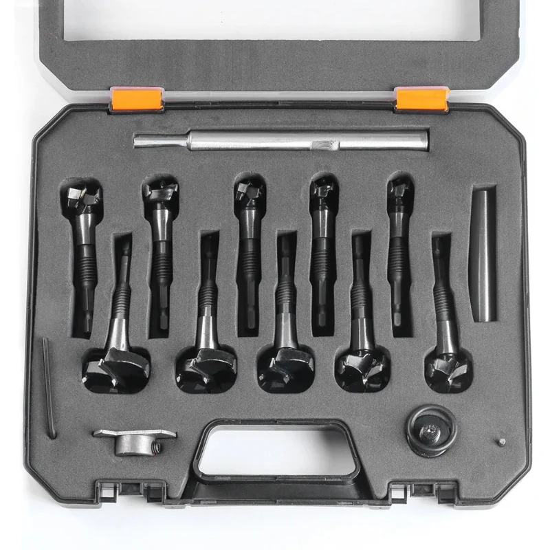 10pcs/set Woodworking Hole Saw Hinge Boring Drill Bit Lengthened Shank  High Carbon Steel Cutter for Wood Composite Board