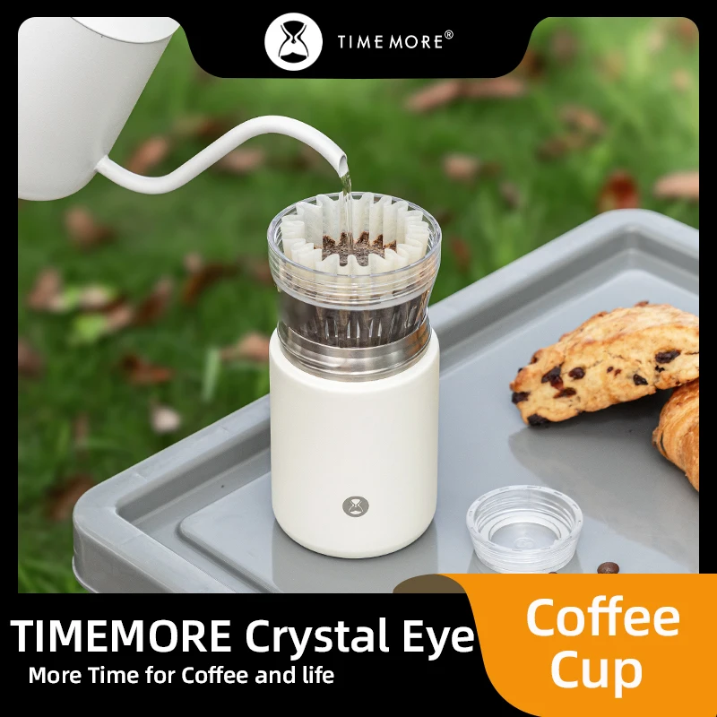 TIMEMORE Hand-Pour Coffee Cup 2-in-1 Ceramic water cup steel Portable Keeps Warm And Cold Send 10 coffee filter papers 320ml