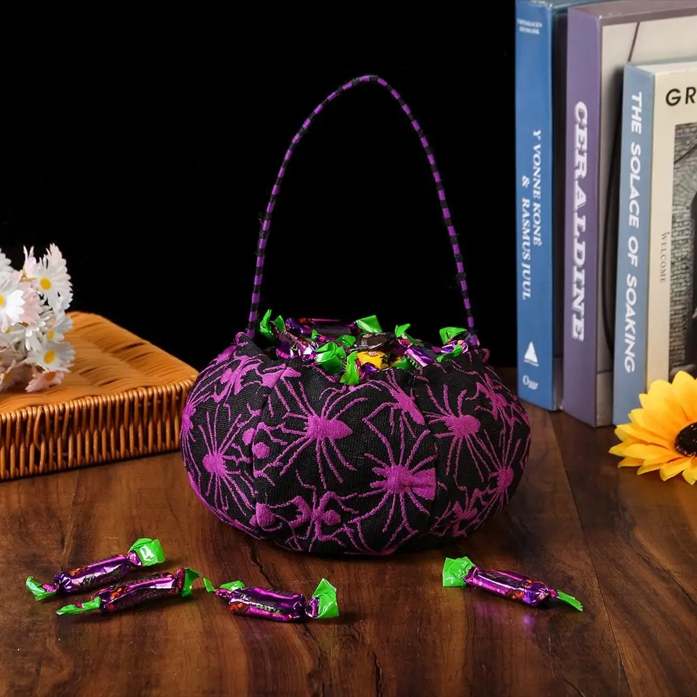 Забавная тканевая сумка для конфет на Хэллоуин, сумка для подарков, кошелек или жизнь, ведро для конфет с тыквой, сумка, плюшевые хлопковые сумки-тоут для детей