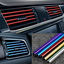 10 Pcs 20cm Car Air Conditioner Vent Outlet Trim Strip U Shape Chrome PVC Colorful Shiny Car Trim Strip for Car Decoration