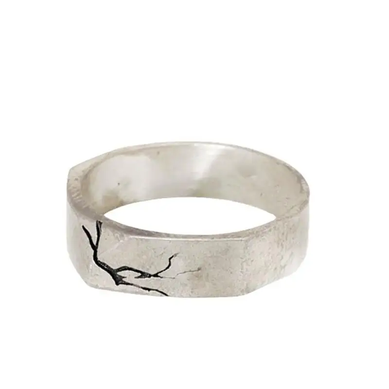 XIYANIKE Men Women Vintage Thai Silver Crack Cuff Finger Rings Punk Fashion New Jewelry Lovers Gift Party Birthday anillos mujer