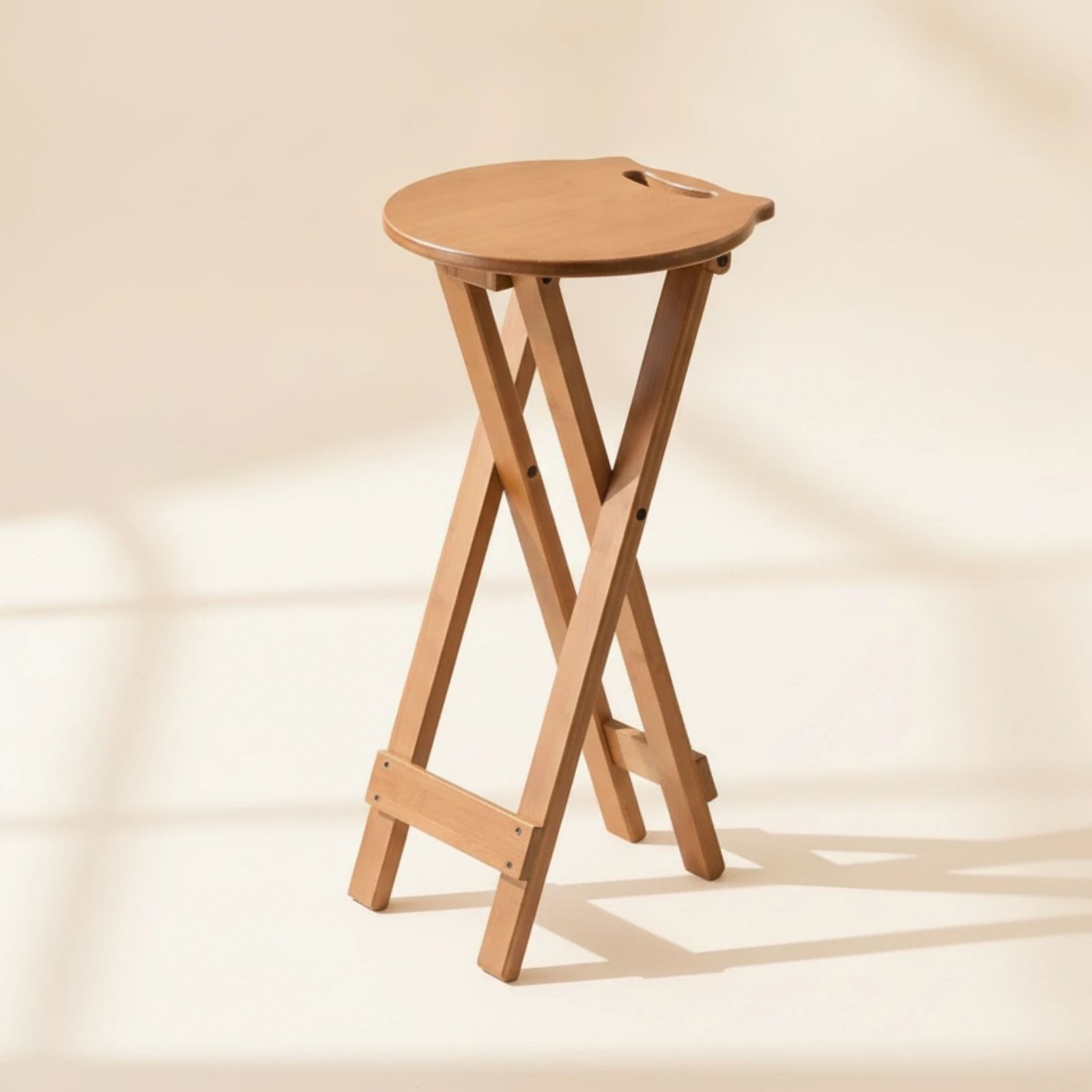 Folding Stool with Handle Compact Stool with X-Shaped Frame Furniture Ready-to-Use for Guests, Small Apartments, Kitchen