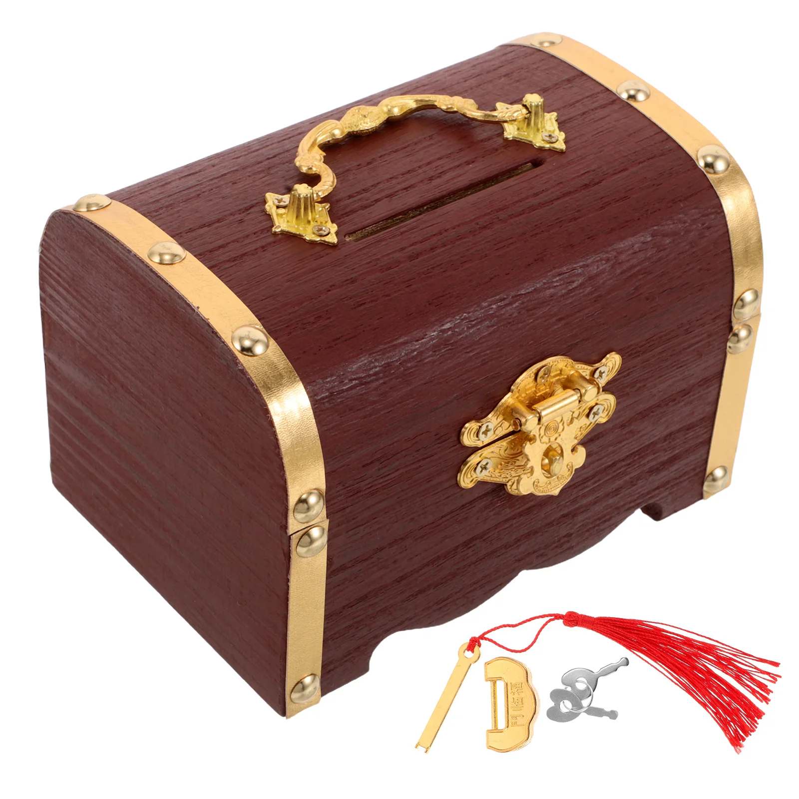 

Vintage Storage Box Wooden Treasure Chest With Lock Retro Jewelry Box For Keepsakes Coins Trinkets Sundries Organizer