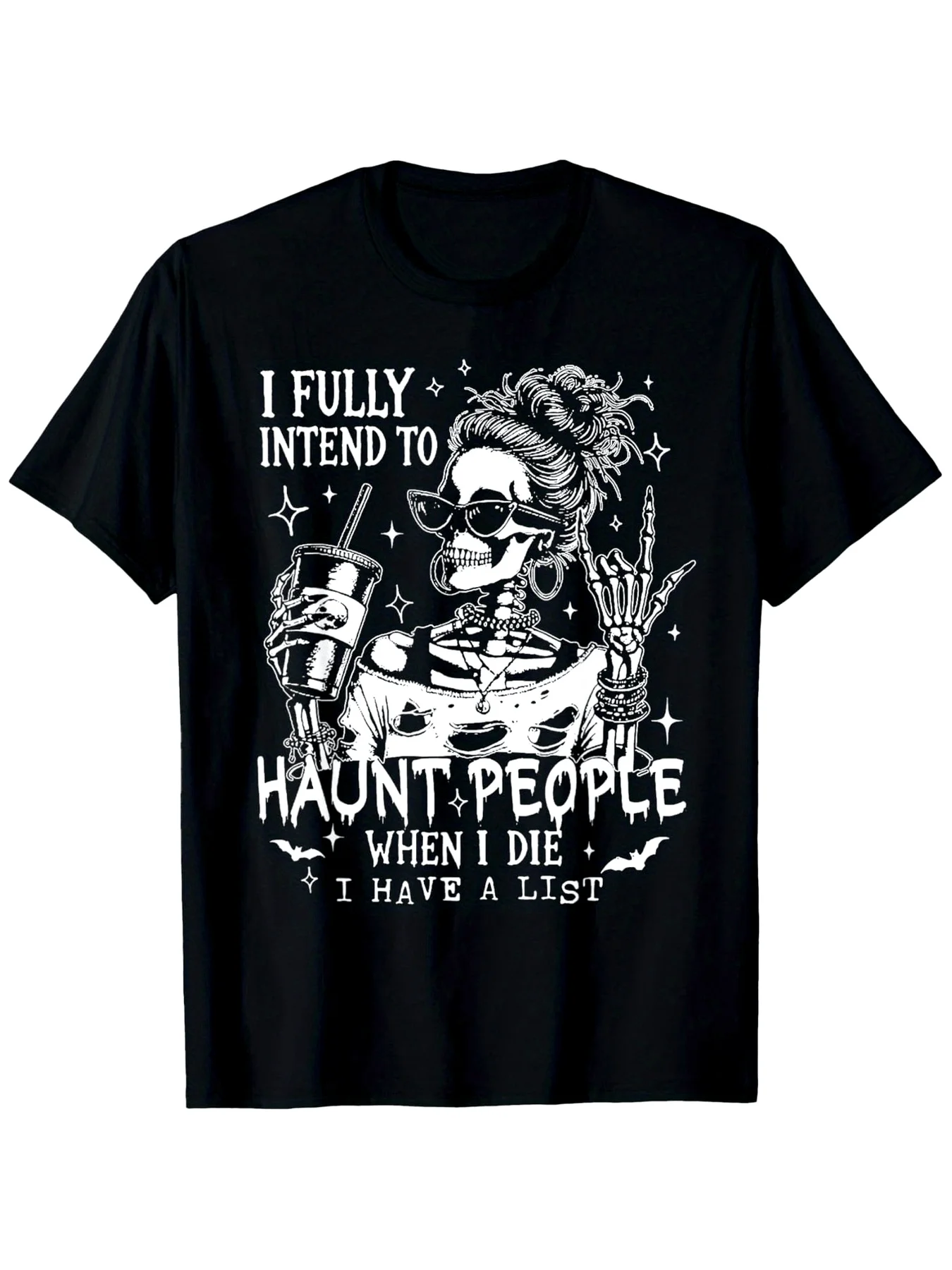 I Plan to Completely Punish Everyone after I Die, Funny Skull T-Shirt, Men's Round Neck Fashion Short-Sleeved Sports T-Shirt, Halloween Costume