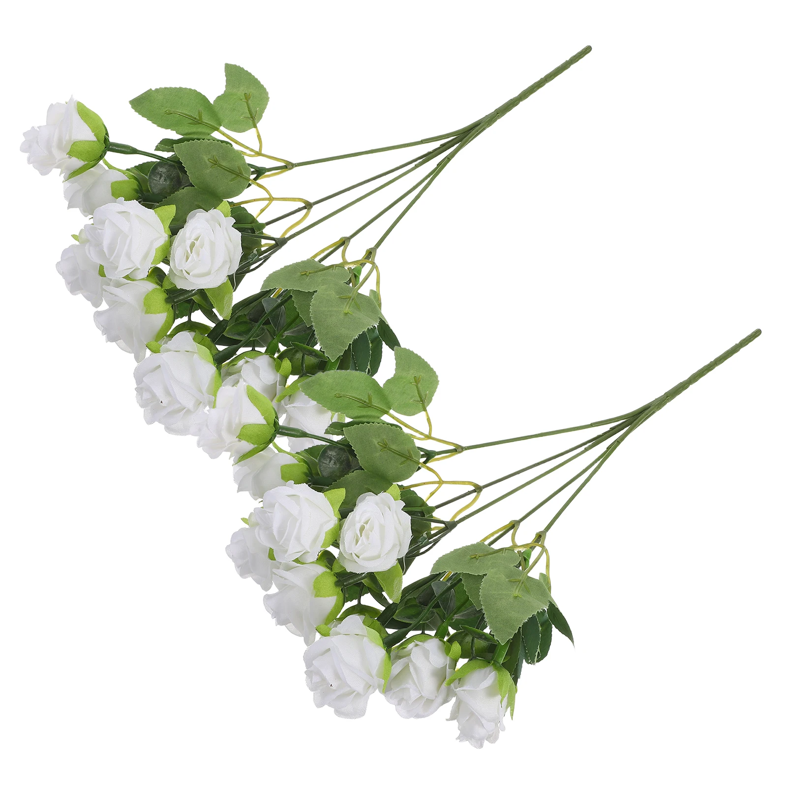 

2 Pcs Artificial Rose Bouquet Fake Eucalyptus Stem Faux Stems Flower White Flowers and
