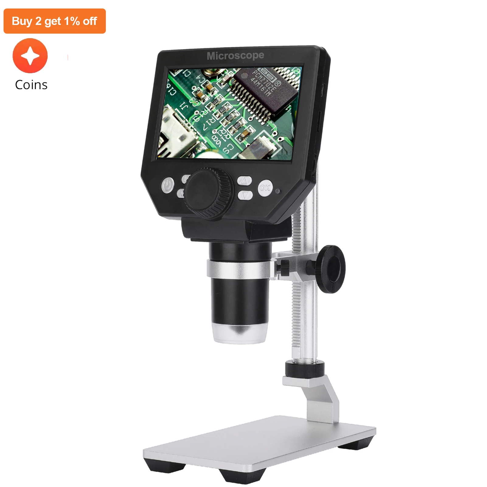 KKMOON G1000 8MP 1-1000X Digital Microscope for Soldering Electronic 1000X Continuous Amplification Magnifier Microscopes 4.3