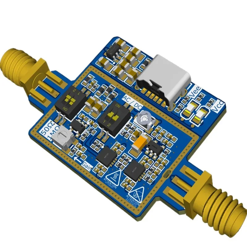 RoRuSFor Broadband Amplifier DC-300MHz 40dB High Gain, Adjustable Input Impedance, Gain, Bias
