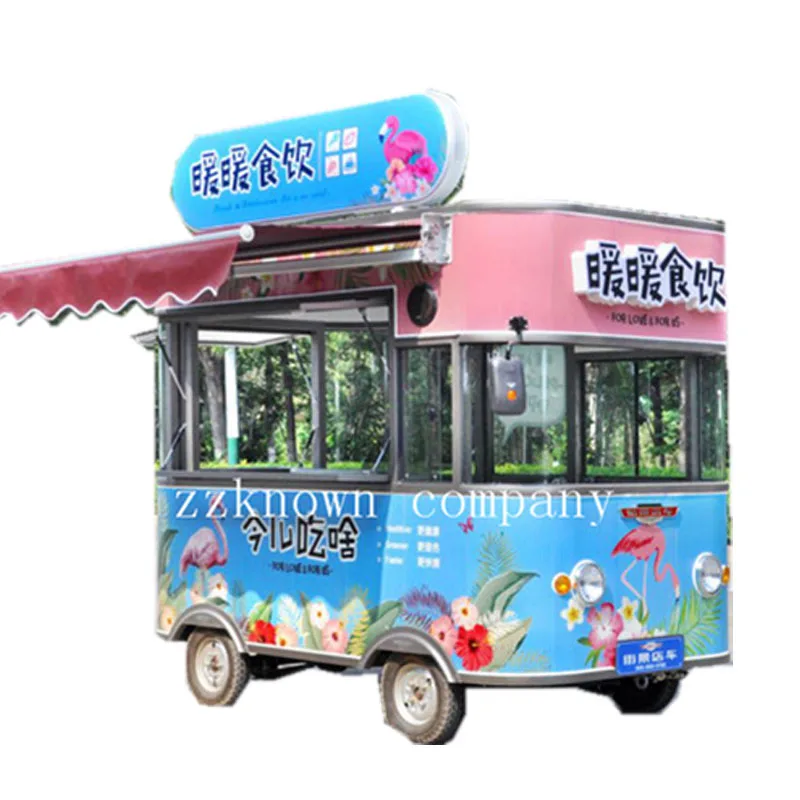 Electric Mini Food Truck Mobile Kitchen Street Vending Kiosk Bubble Tea Hot Dog Ice Cream Mobile Food Cart For Sale