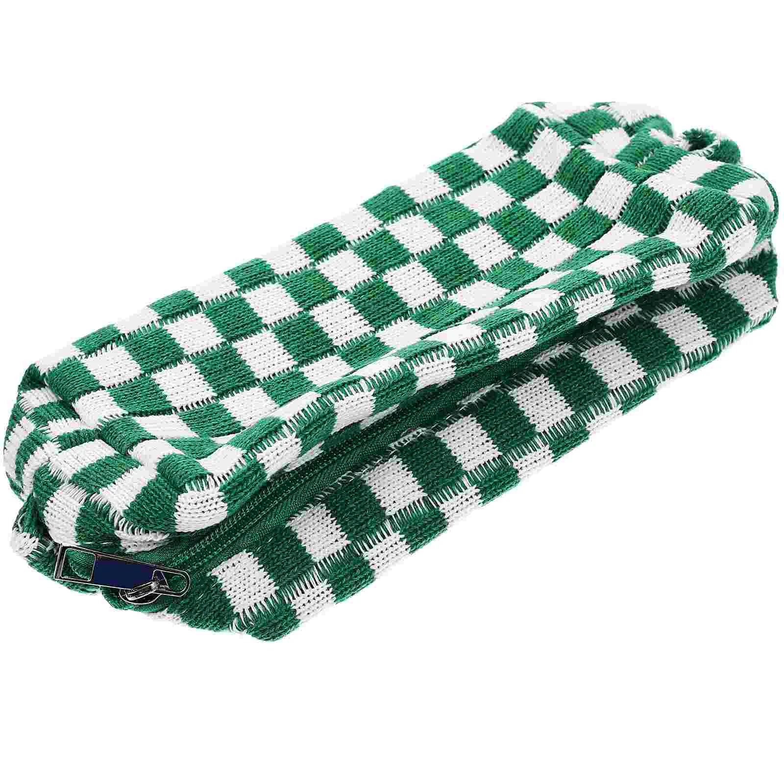 

Bag Personal Care Travel Makeup Wash Checkered Woolen Yarn Pouch Portable Toiletries Handle Clear Purse