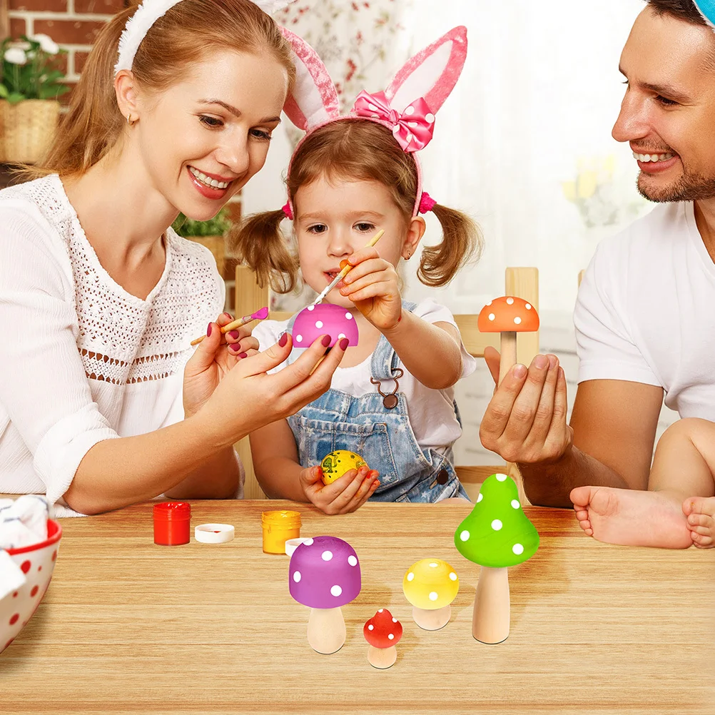 12 قطعة الحرف الخشبية الفطر لم تنته Diy بها بنفسك الاطفال اللوحة فطر الخشب الصغير للأطفال الإبداع Diy بها بنفسك الكتابة على الجدران نماذج الخشب #1