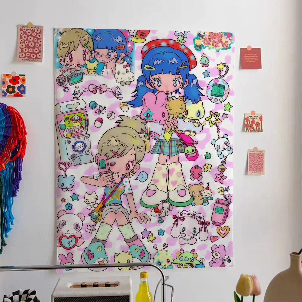1pc y2k cuuuute girl's visual outfit tapestry hanging cloth fresh atmosphere interior decoration tapestry
