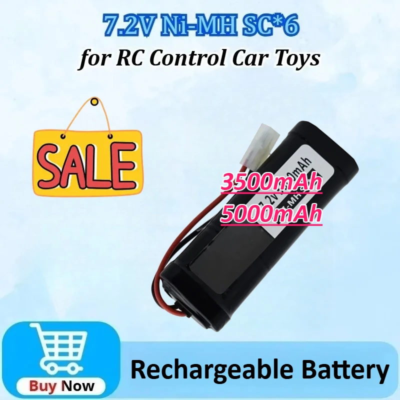 

10C 7.2V 3500/5000mAh Ni-MH Battery Pack Tamiya Plug High Capacity for SC*6 Cells for RC Control Car Toys Rechargeable Battery