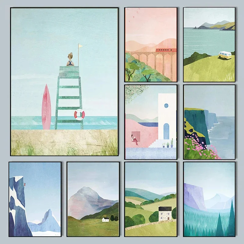 Affiches d'illustration de paysage naturel minimaliste, impressions sur toile, peinture artistique touristique Yosemite, décoration murale pour chambre à coucher, décoration de la maison