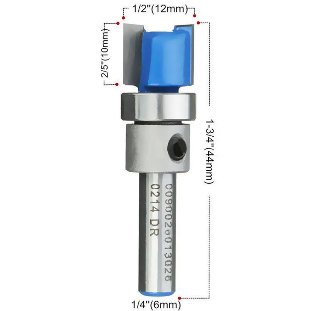 Straight Flute Flush Trim Pattern Router Bit Cutter Top Bearing Woodworking Blue Template Flush Trim Router Bit Template Router