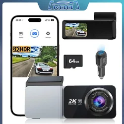 KQQ 2K Telecamera frontale Dash Cam Car DVR Visione notturna Dash Camera Registratore 24 ore Monitor di parcheggio WIFI e controllo app