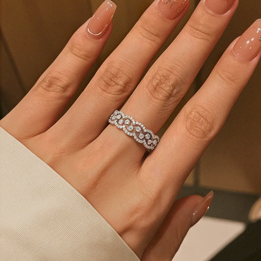 D VVS1 Moissanite Stacking Rings for Women Party Ring Pure Silver Plated 18k Gold Eternity Band High Quality Waterproof Jewelry