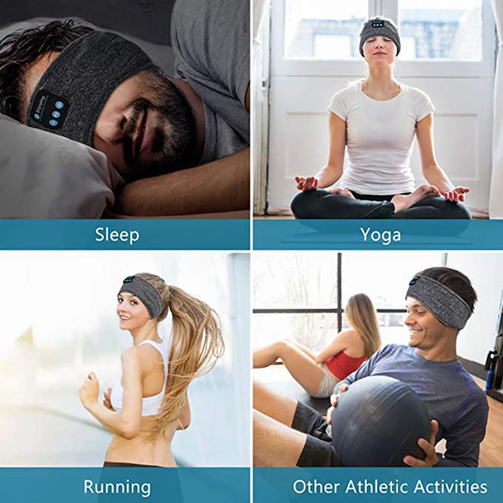 Casque sans fil d'origine avec bande de sauna pour le sport et le sommeil, écouteurs compatibles Bluetooth 5.0, écouteurs pour masque pour les yeux, casque sans fil