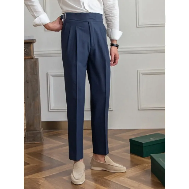 Business Attire Bottoms Men Slim Italian Gurkha Classic Trousers Comfortably Fit Your Curves Adjustable Waist  Pants