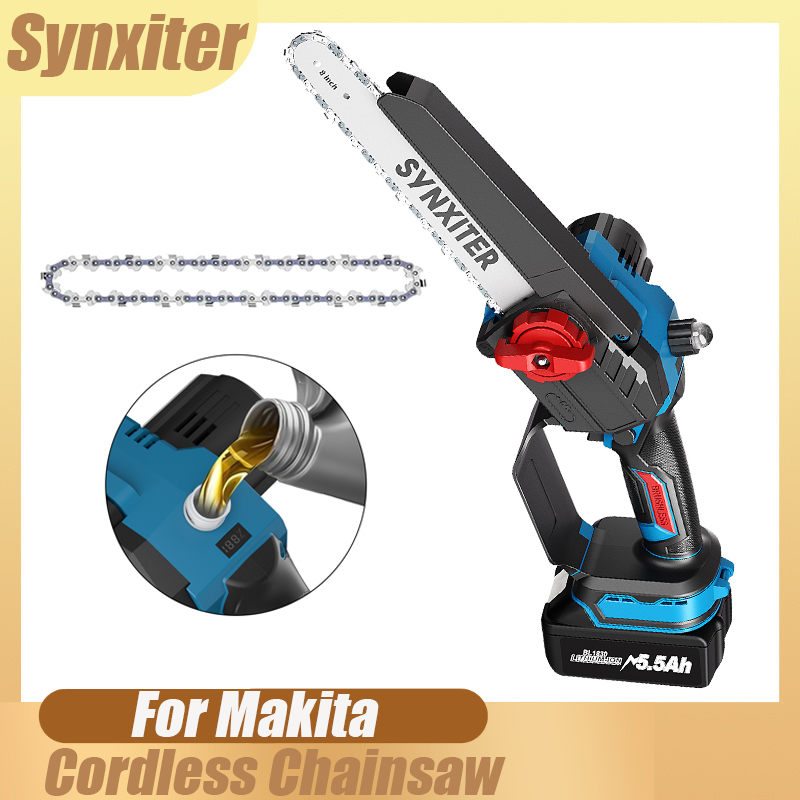  8 Inch Cordless Electric Chainsaw For Makita 18V Battery Handheld Portable Electric Saw Wood Logging Garden Cutting Power Tools 