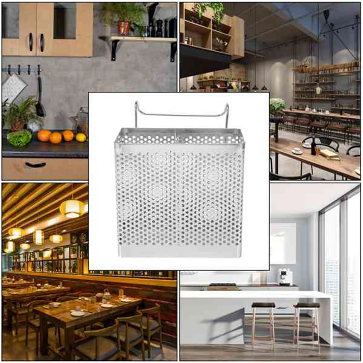 ABJZ 2PCS สแตนเลสสตีลผู้ถือตะเกียบแขวนช้อนส้อมตะกร้าอบแห้งบนโต๊ะอาหาร Drainer พร้อมตะขอเครื่องครัว