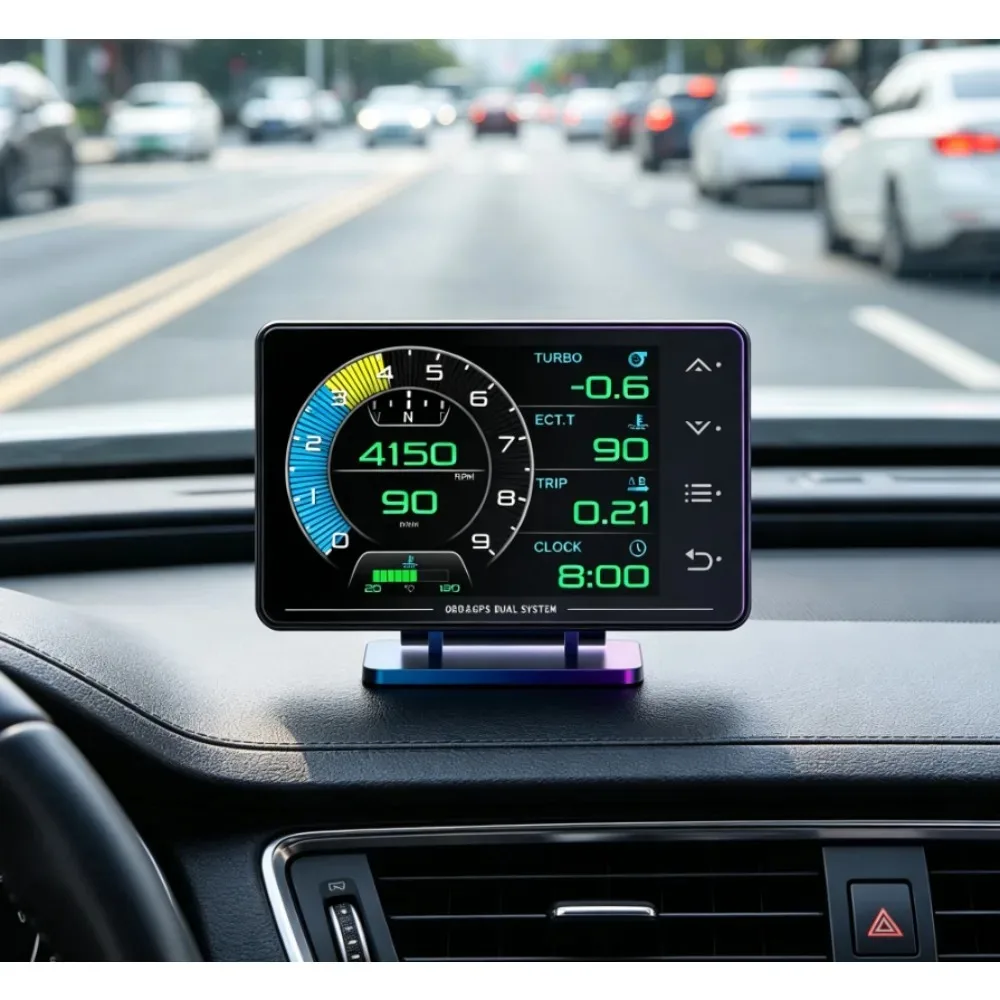 New XS OBD2 GPS Speedometer HUD with Clock Digital Gauge Cluster for Car Multifunction Display
