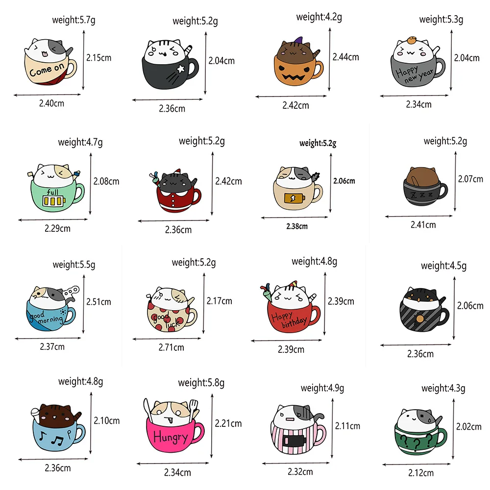 More Styles Cute Cup Cats Creative Animal Brooches Kids Backpack Decoration Badges Women Men Clothes Lapel Pin Jewelry Gift New