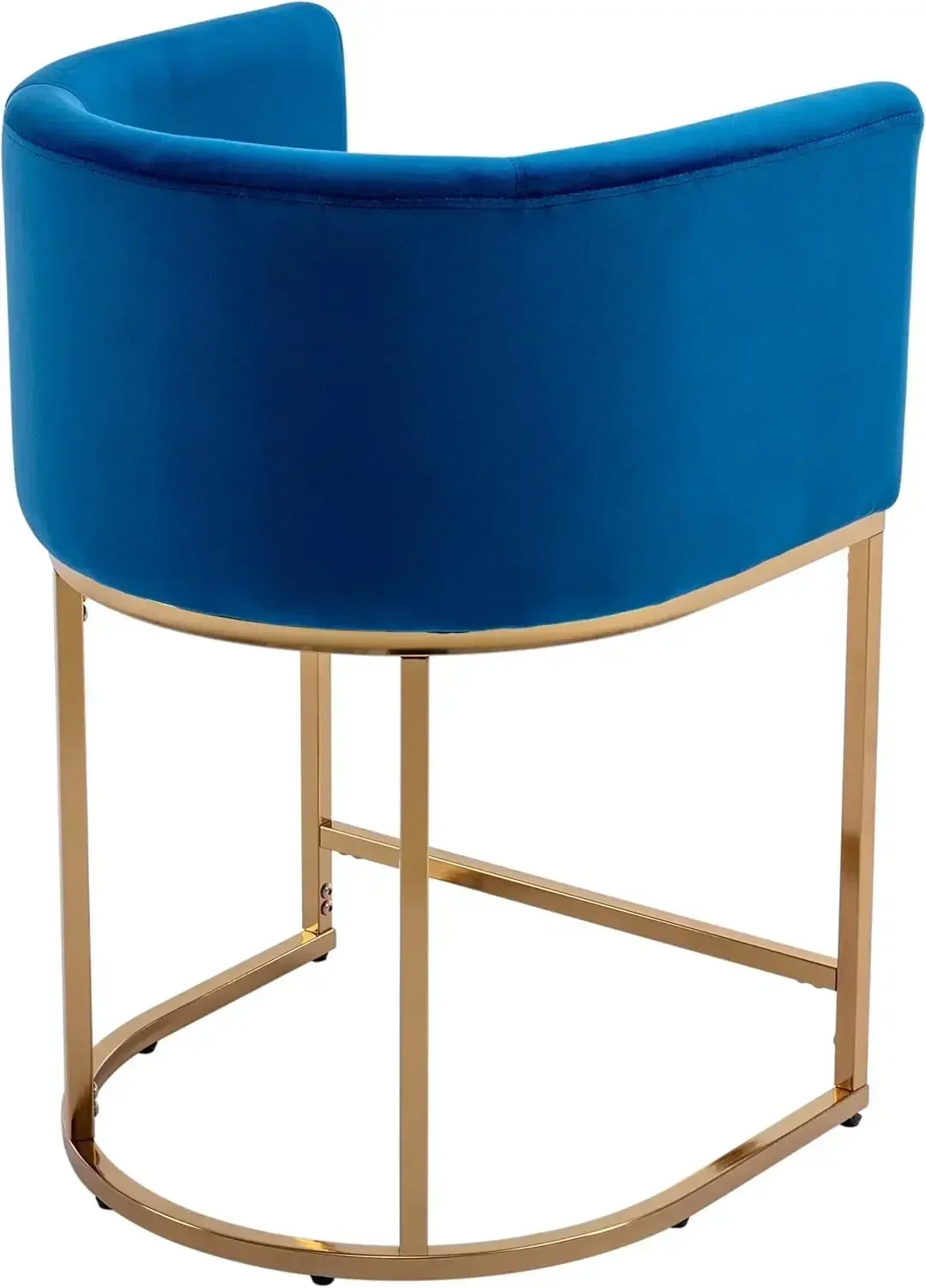 Contemporary Blue Velvet Bar Stools Set of 3,24" Upholstered Fabric Counter Kitchen Counter Island Stools with Golden Metal Base