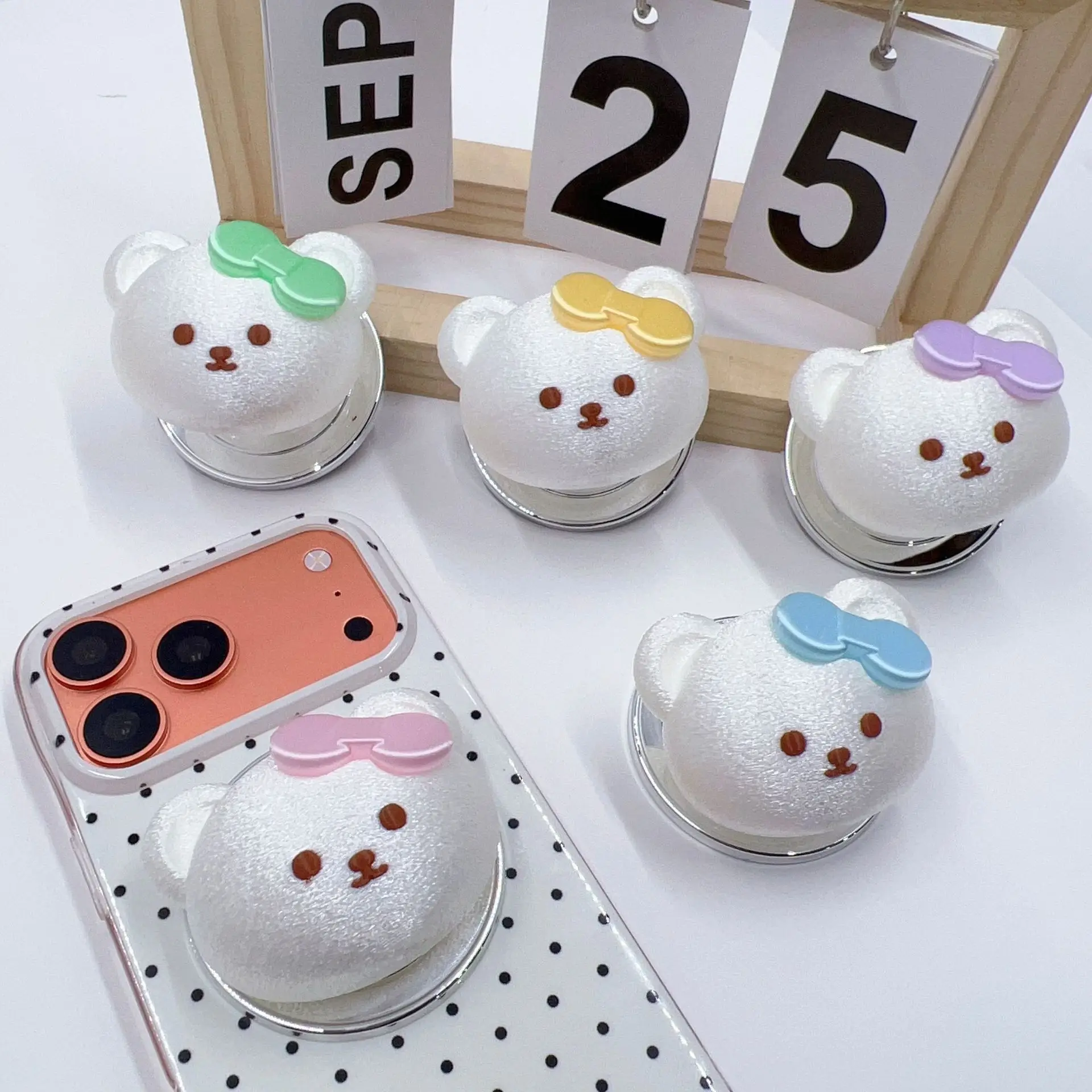 Korea 3D Cute Shiny Bear For Magsafe Magnetic Phone Griptok Grip Tok Stand For iPhone Samsung Phone Holder Bracket Accessoires