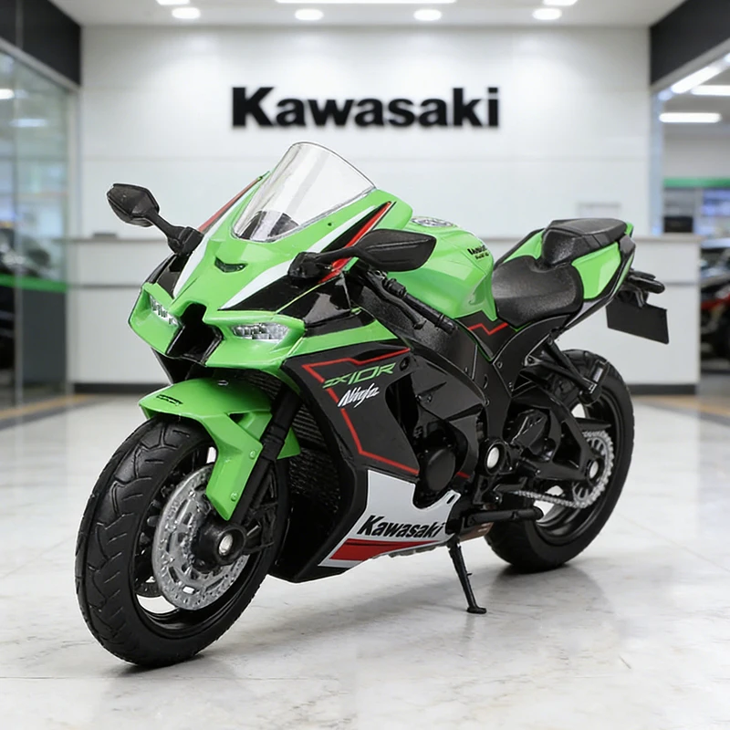 WELLY 1/18 Kawasaki Ninja ZX10R Alloy Motorcycle Model Toy Vehicle Collection Autobike Shork-Absorber Off Road Autocycle Toy Car