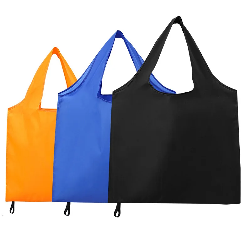 Women Men Reusable Shopping Bag Nylon Solid Color Foldable Grocery Bag Eco-Friendly Tote Bag Portable Handbags