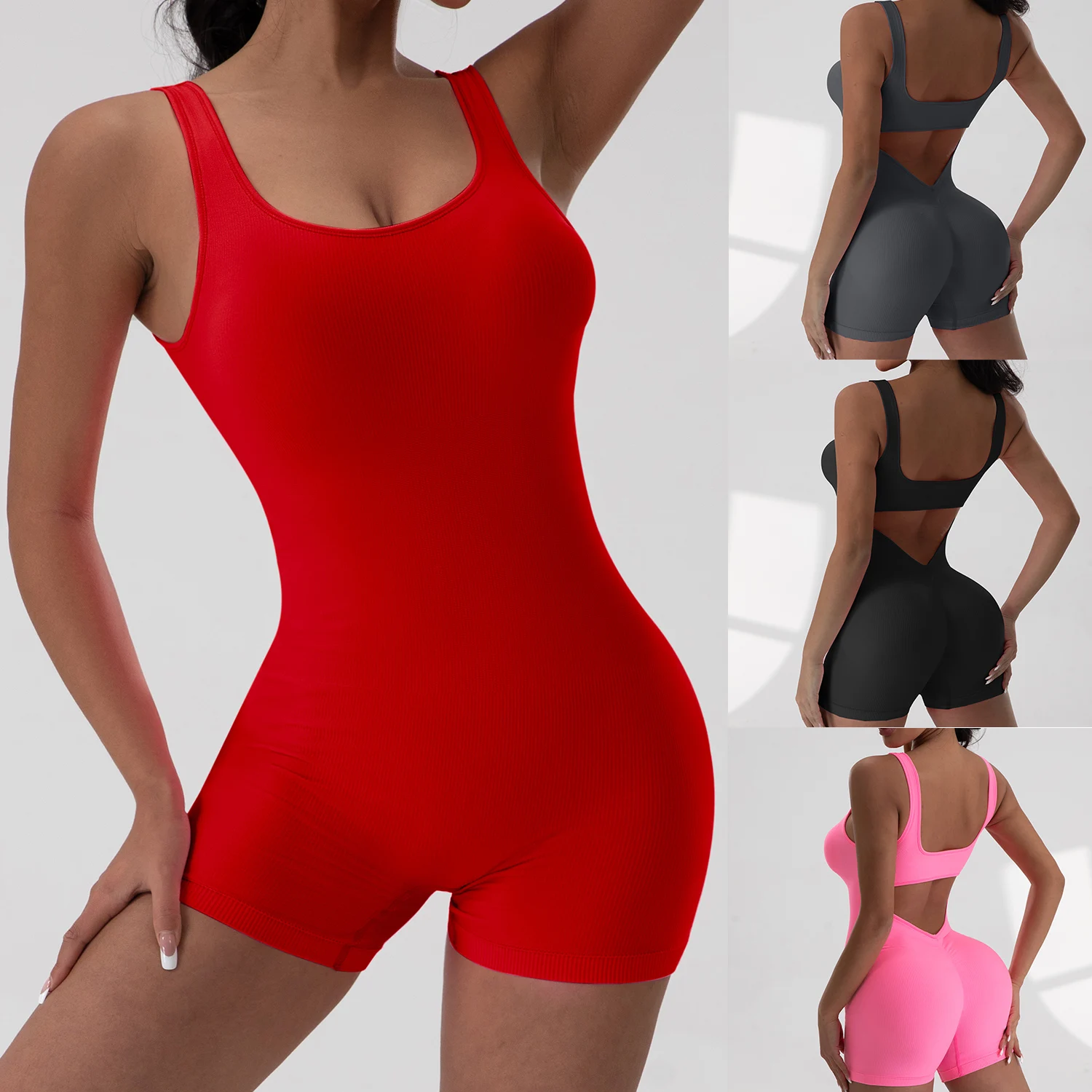 

Women Sexy Backless Sports Fitness Summer Fashion New Rompers Slim Casual Hollow Out Bandage Halter Playsuits