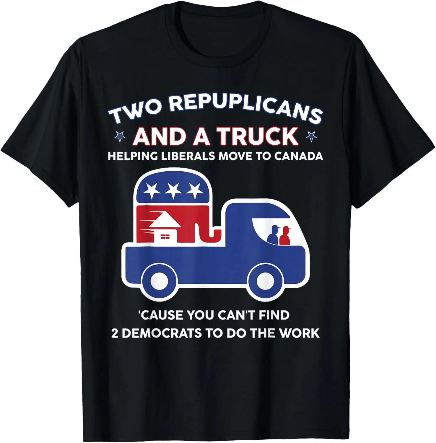 Two Republicans Funny And A Truck Political Men Women T-Shirt 100% Cotton Trendy Y2K Short-Sleeve Tee-Soft, Quick-Drying,