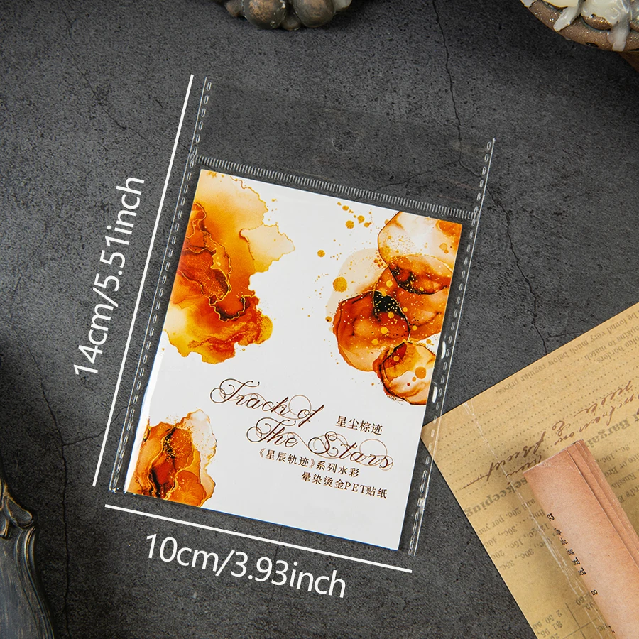 15 arkuszy/opakowanie Naklejki akwarelowe Gwieździste Niebo, Mieszanie Akwareli, Wodoodporne Naklejki z Złotą Folią PET