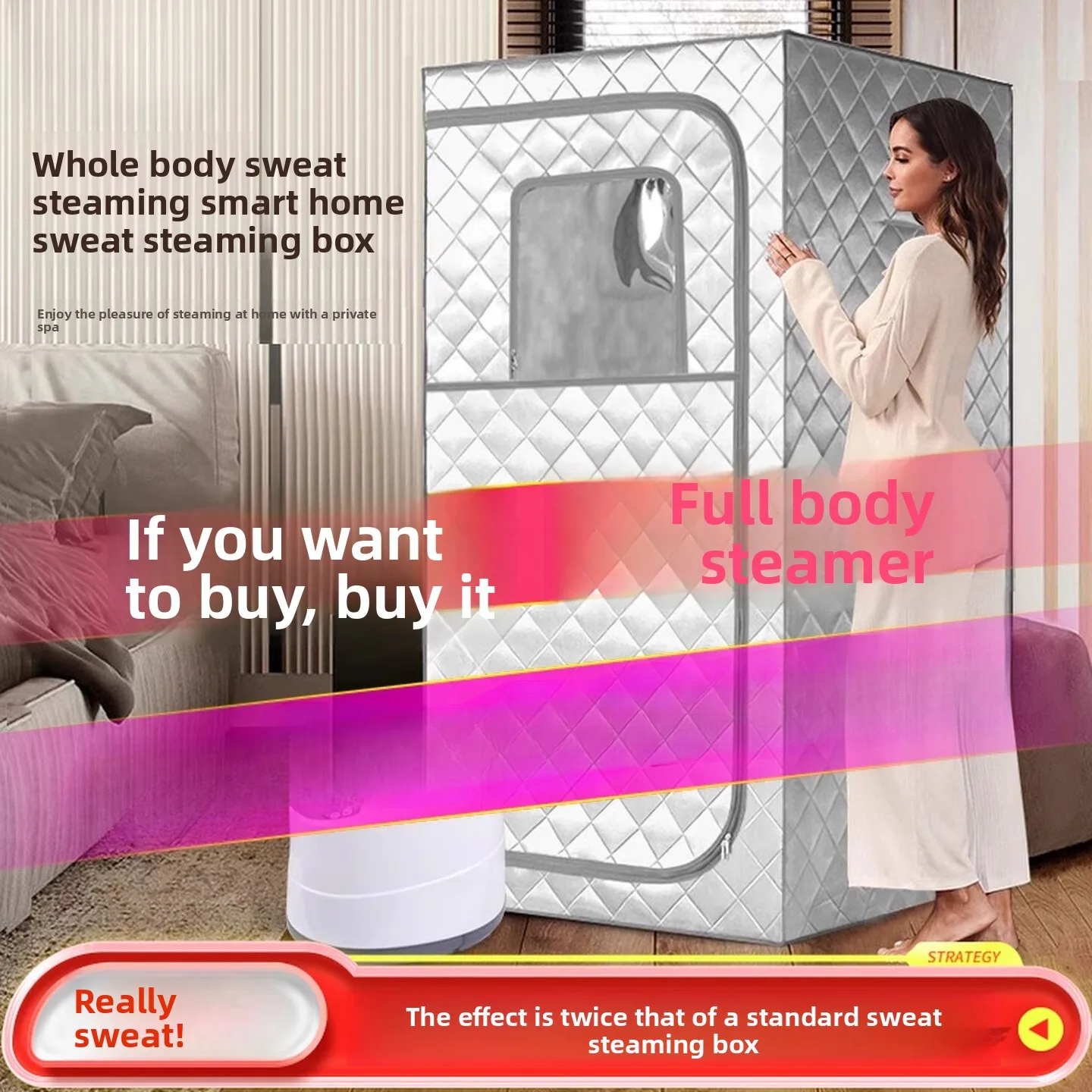 Home sauna/steam bath box with full-body detoxification function. Saunas