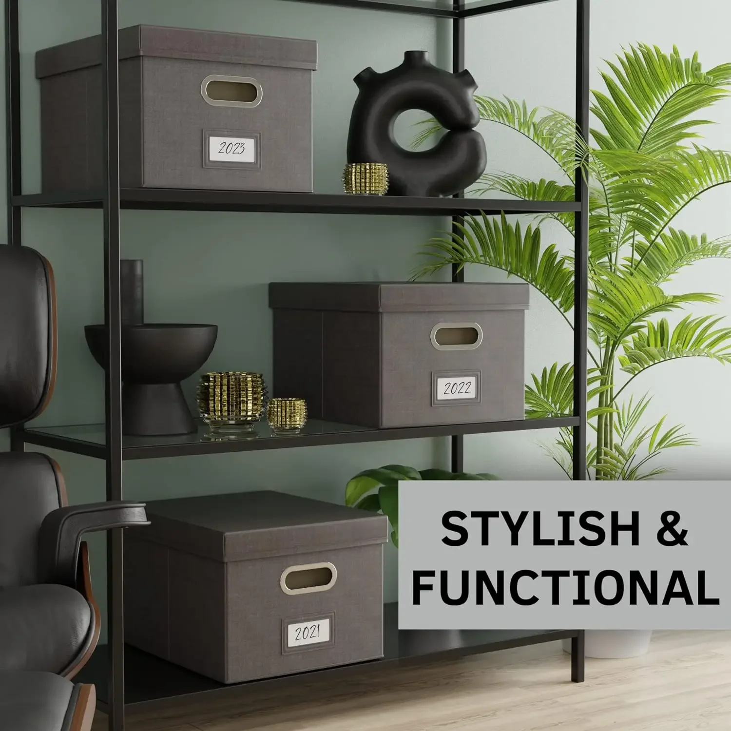 Decorative File Organizer Box - Collapsible Linen Cabinet for Easy Storage - Store All Your Documents and Folders in Style