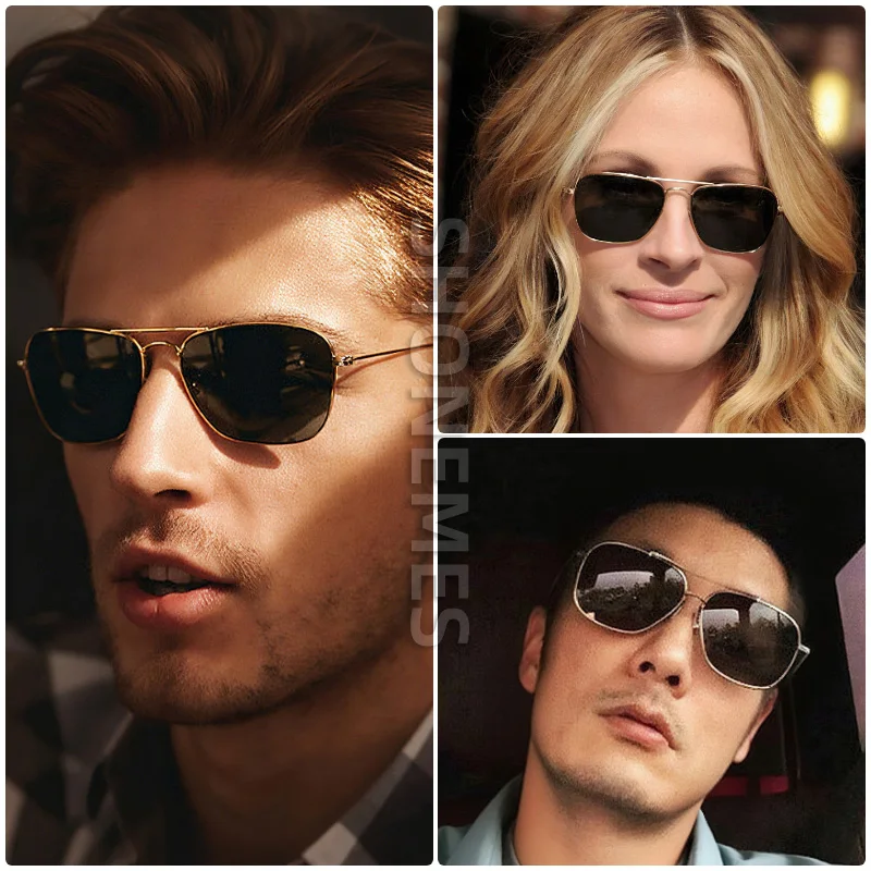 Shonemes Square Sunglasses Vintage Double Bridge Driving Shades Metal Frame Outdoor UV400 Sun Glasses for Men Women image 5
